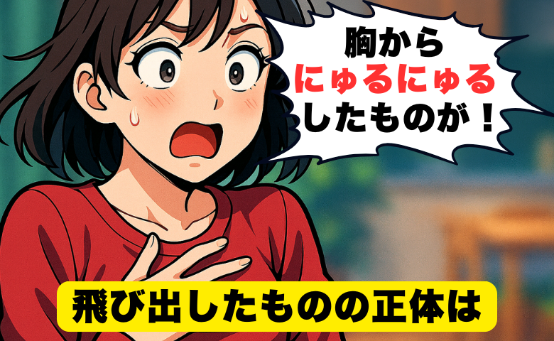 「何かの病気？」胸のしこりを強く押したら、においの強い「にゅるにゅるしたもの」が飛び出した！